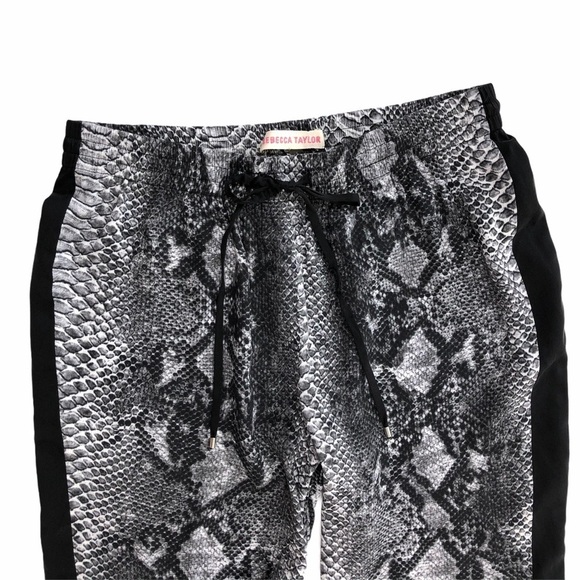 Rebecca Taylor snakeskin print track pants joggers black gray trousers pull-on 0 - Picture 7 of 15